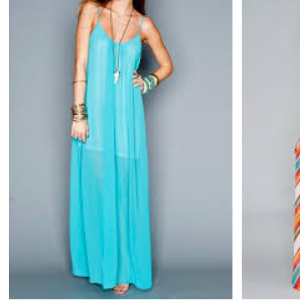 Show me your mumu s trapeze turquoise maxi dress